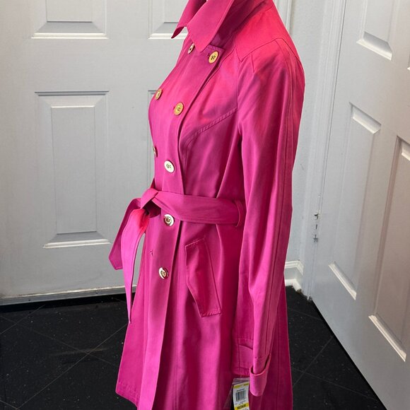 NWT! INC International Concepts Womens Hot Pink Double Breasted Trench Coat Sz M - Picture 5 of 14